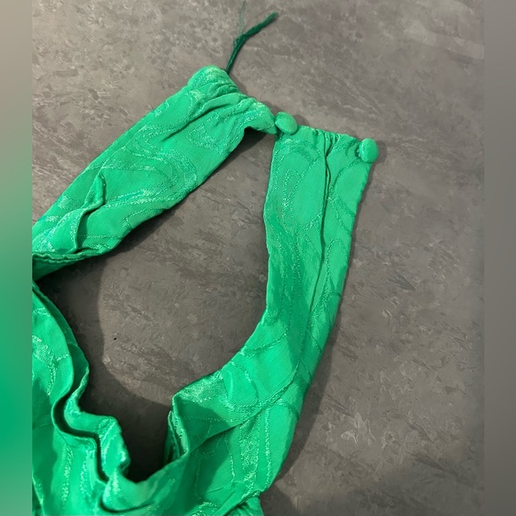 Bershka Green Feather Jacquard Halter Top - Picture 6 of 7